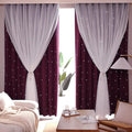 Kinryb Kids Blackout Curtains for Bedroom/Living Room/Classroom, Sheer Overlay 2 Free Tiebacks, Double Layer Curtains with Star Cutout for Kids Room(Each Piece W 70 x L 72 Inches 2 Pcs Red)