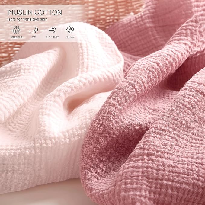 lulumoon Pack and Play Sheets for Girls: Soft Muslin Cotton for Playard Mattress - Stretchy Snug Fit for 4moms Pack n Play