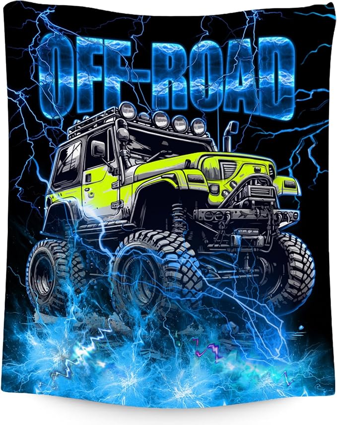 Boys Blanket Truck Blankets Off-Road Gifts for Kids Son Grandson, 60"x80" Soft Plush Cozy Throw for Room Decor