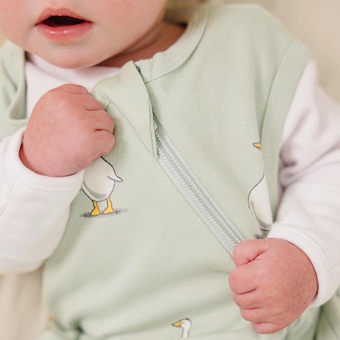 Ecolino Organic Cotton Baby Sleep Sack - 2-Way Zipper Baby Wearable Blanket - Newborn Sleeping Bag Sack - 0-6 Months - Goose