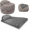 CordaRoy's NEST Gaming Bean Bag Chair-Convertible Bean Bag Chair -Washable Chenille Cover with Pockets for Remote, Controllers-for Living Room,Basement-Queen Size-Charcoal|Made in The USA