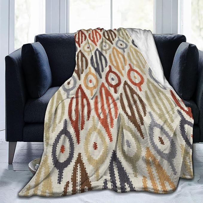 Boho Blanket for Women Kids Adults Flannel Decor Soft Ethnic Pattern Throw Blankets for Couch Travel Nap 60x50 Inches