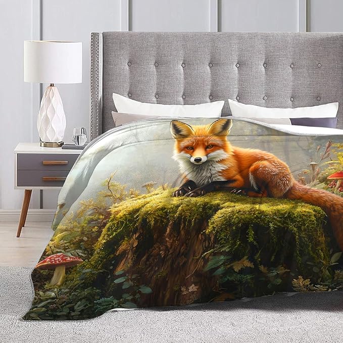 Tijuboni Fox Throw Blanket Fox Gifts for Girls Boys Women Men Kids Adults Soft Flannel Fleece Blanket for Couch Sofa Bed Home Decor 50"x60"