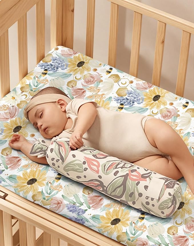 Crib Sheets for Boys and Girls, 2 Pack Fitted Baby Sheets for Standard Toddler Mattress 28" x 52", Soft Breathable Jersey Knit Baby Bedding (Golden Meadow)