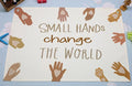 Neutral Rectangular Banner Flag Wall Decor Gift for Baby Boy Girl Kid,Nursery Classroom Homeschool Bedroom Reading Room Playroom-Small Hands Change the World-Baby,Shower Birthday Christmas Gift