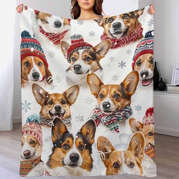 Corgi Blanket Funny Corgi Dog Gifts for Girls Boys Woman Kids Cute Corgis Lover Bear Throw Blankets Soft Blanket Warm Fleece Flannel Plush Blankets for Bed Sofa Couch 50"x60"