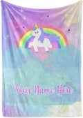 Personalized Unicorn Blanket for Girls | Kids Unicorn | Custom Plush Fuzzy Unicorns for Toddler | Customized Little Girl Throw Blankets | Baby Girl Sofa Bed Birthday (Fleece – 50x60)