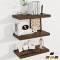 Fun Memories 24 x 12 Inch Deep Floating Shelves, 12 Inch Deep Rustic Wooden Book Shelf, Extra Deeper & Thicker Hanging Shelves for Living Room, Bathroom, Bedroom, Kitchen, Office, Set of 3 (Brown)