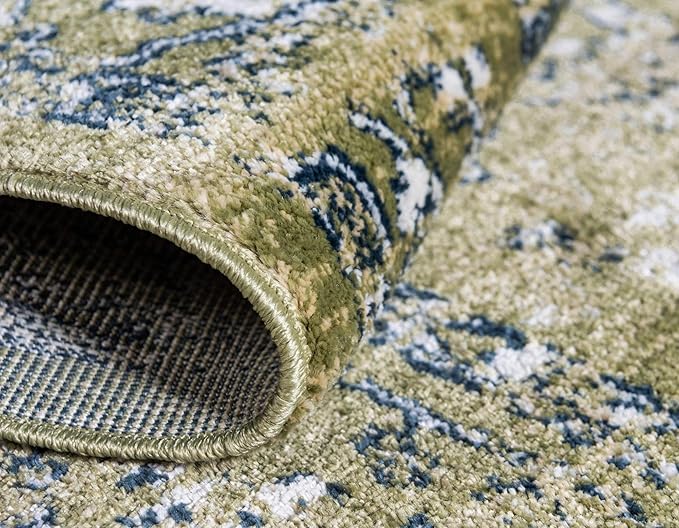Rugs.com Charleston Collection Rug – 5' x 8' Green Low-Pile Rug Perfect for Living Rooms, Large Dining Rooms, Open Floorplans