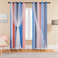 XiDi 90 Inches Curtains for Girls Bedroom 2 Panels Set, Blackout Rainbow Curtains for Kids Room Decor, Unicorn Wall Decals Drapes for Little Girl Nursery Room Pink/Grey/Blue 34 Inches Wide