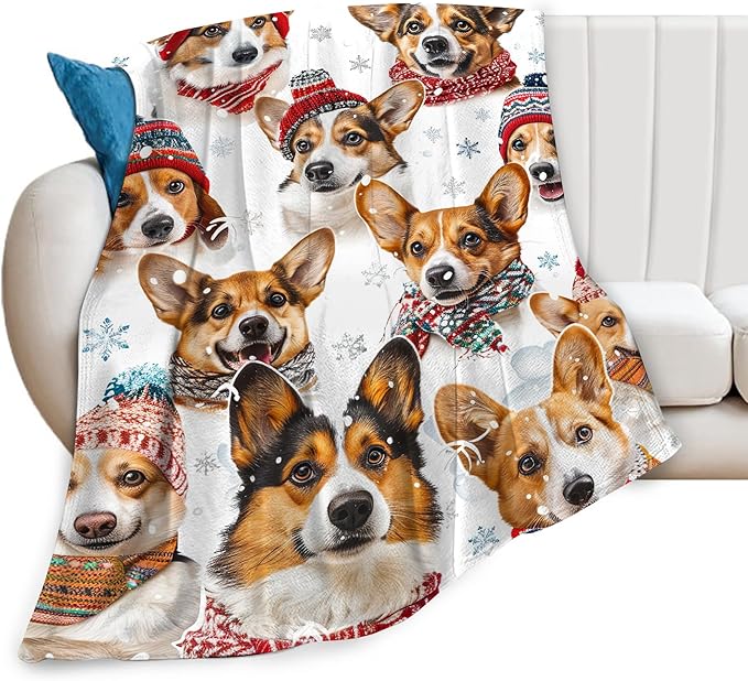 Corgi Blanket Funny Corgi Dog Gifts for Girls Boys Woman Kids Cute Corgis Lover Bear Throw Blankets Soft Blanket Warm Fleece Flannel Plush Blankets for Bed Sofa Couch 60"x80"