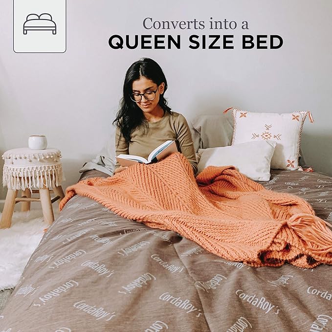CordaRoy's Chenille Bean Bag-Convertible Bean Bag Chair-Machine-Washable Chenille Fabric Cover-for Basement,Living Room,Game Room,Dorm & More - Queen Size - Navy | Made in The USA