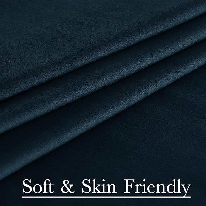 StangH Navy Blue Velvet Curtains 94 inches Long Back Tab Soft Thermal Insulated Room Darkening Sliding Door Drapes Home Decor for Bedroom Living Room, W52 x L94, 2 Panels