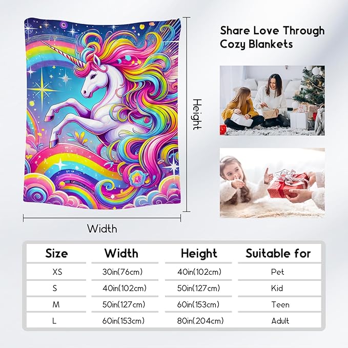 Unicorn Blankets - Kids Blanket Gifts for Girls - Flannel Soft Cute Throws for Room Decor, Couch,Office - 40"x50"