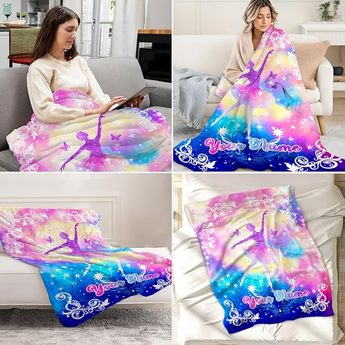Personalized Dance Blanket - 30 x 40 Inches Lap Size Soft Fuzzy Plush Dance Gifts for Girls - Warm Throw Blankets Stuff Decor for Kids
