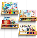 Ollieroo Set of Four Floating Book Shelves for Wall, Nursery Book Shelf for Kids Room, Bamboo Wood Hanging Bookshelf for Baby Teen Boys Girls, Wall Mounted Shelves for Bedroom Bathroom Decor(Natural)
