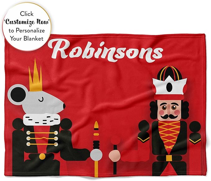Personalized Nutcracker Christmas Blanket | Warm Christmas Blankets | Fleece Plush Sofa Throw | Christmas Throw | Holiday Home Decor |Nutcracker Figures | Soft Couch Blanket (Fleece 60x80)