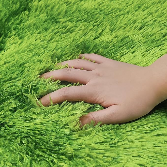 3 ft Small Green Grass Round Rugs for Bedroom,Tie Dyed Green Circle Rug Fluffy Fuzzy Round Carpet Shag for Boys Bedroom Girls Room Kids Playroom Nursery Room Decor Aesthetic