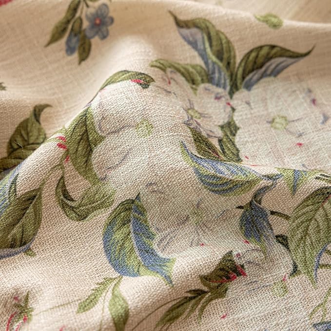 ENJOYBRIDAL Floral Curtains 63 Inch Long Living Room Boho Drapes Short Bedroom 2 Panels Semi Sheer Window Curtain Panels Vintage Rod Pocket Tassel Farmhouse Nursery Window Treatments