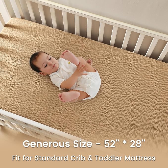 david's kids Muslin Crib Sheets for Boys, 2 Pack 100% Cotton Soft Breathable Fitted Baby Sheet Set, Standard 52"x28" Crib and Toddler Mattress, Woodland Animal