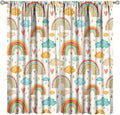 Boho Rainbow Curtains for Kids Nursery Colorful Floral Sun Star Clouds Pastel Bohemian Pattern Print Window Drapes for Girl Bedroom Living Room Kitchen Decor,2 Panel Set,42Wx63H Inch Blackout