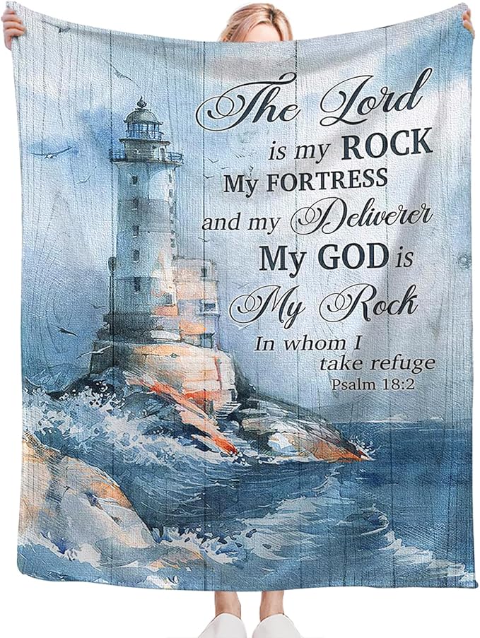 Tijuboni Ocean Nautical Lighthouse Throw Blanket Christian Religious Gifts for Women Men Girls Boys Kids Adults Soft Flannel Fleece Blanket for Couch Sofa Bed Home Decor 50"x60"