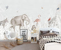 Elephant Zebra Animal Nursery Wallpaper Wall Mural 137" x 100"
