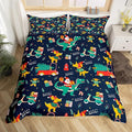 Christmas Bedding Set Cartoon Santa Claus Christmas Tree Comforter Cover for Kids Teens Cute Dino Race Cars Duvet Cover Breathable Gingerbread Man Bedspread Cover Room Decor Quilt Cover Twin Size