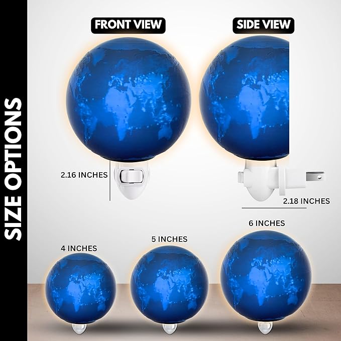 Earth Night Lights | 5" Earth Night Lamp LED Light | 3D Solar System NightLight, Planet Home Décor, Space Nursery, Globe Lamp Kids Room, Space Gift, Birthday Gifts, Bedroom Decorations