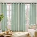 RYB HOME Voile Curtains for Living Room, Breathable Airy Lightweight Grommet Window Panels, Light Filtering Curtains for Living Room, Kids' Room, Sage Green, 54" W x 96" L, Set of 4 Panels