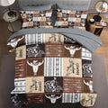 7 Pcs King Size Comforter Set with 2 Pillowcases & 2 Shams, Cowboy Vintage Brown Bedding for Kids and Adults, Western Bed in a Bag with Flat Fitted Sheet