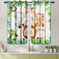 Renaiss 42 x 45 Inch Safari Animal Curtains for Kids Tropical Rainforest Lions Tigers Elephants Giraffes African Jungle Tree Green Leaf Print Window Drapes for Nursery Baby Bedroom Playroom 2 Panels