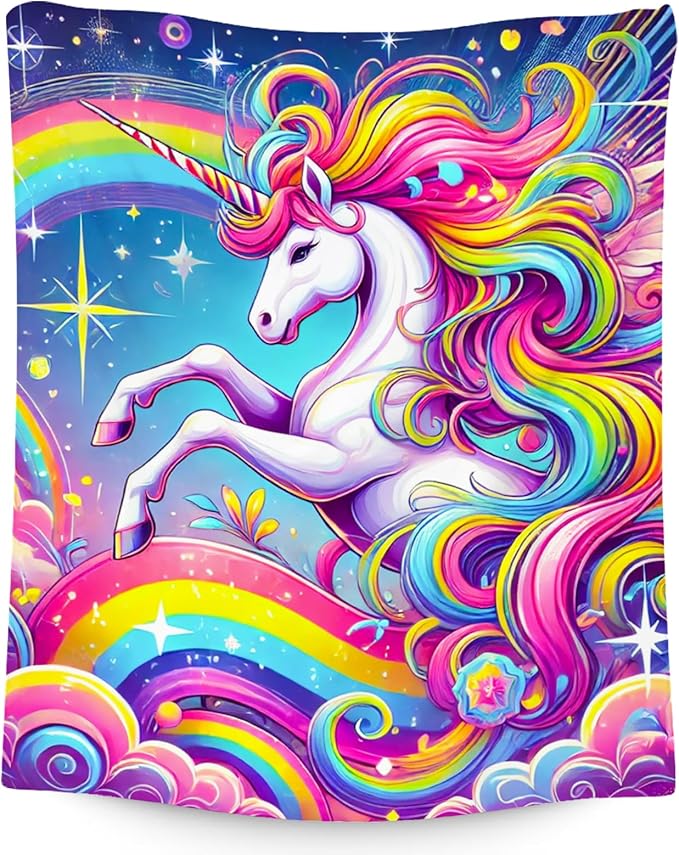 Unicorn Blankets - Kids Blanket Gifts for Girls - Flannel Soft Cute Throws for Room Decor, Couch,Office - 30"x40"