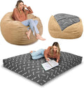 CordaRoy's Chenille Bean Bag-Convertible Bean Bag Chair-Machine-Washable Chenille Fabric Cover-for Basement,Living Room,Game Room,Dorm & More - Full Size - Tan | Made in The USA