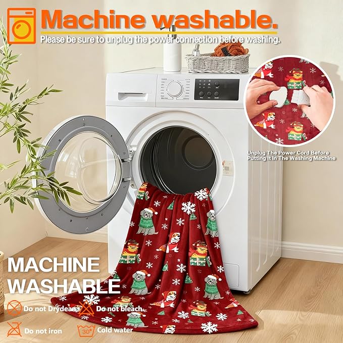 Electric Blanket Heated Twin, Soft Flannel 62"x84" Plaid Heating Blanket with 8 Hours Auto Off 10 Fast Heating Levels Machine Washable Sherpa Heated Blanket with Overheating Protection