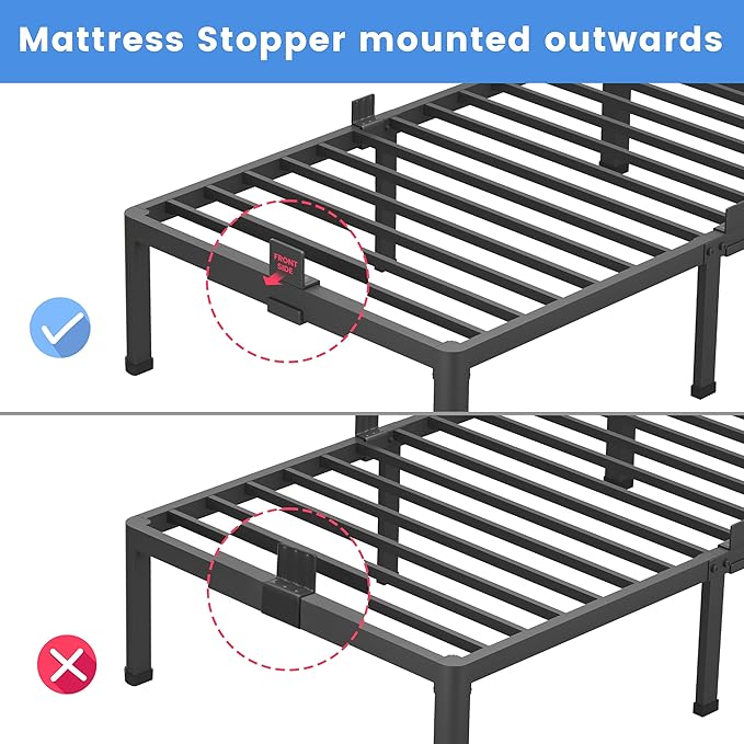 MAF 10 Inch Twin Size Metal Platform Bed Frame with Round Corner Legs, 3000 LBS Heavy Duty Steel Slats Support, Noise Free, No Box Spring Needed, Easy Assembly