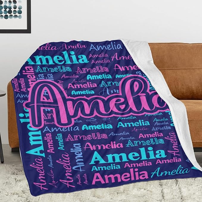 Dr.TOUGH Personalized Blanket for Adult Kids with Name Customized Blankets Personalized Throw Blanket for Christmas Birthday Gifts