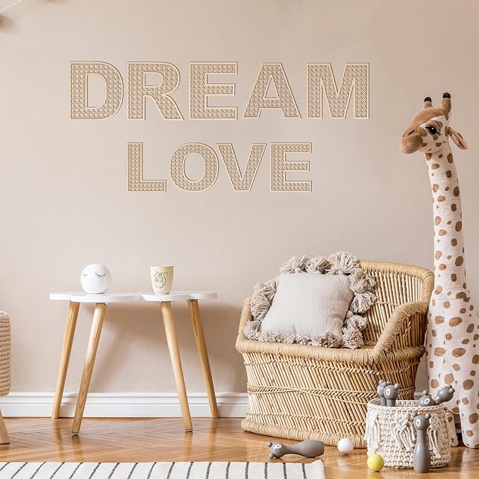 Large Boho Wooden Rattan Letters 12 inch for Nursery Decor Wood Letter X Wall Decors for Baby Girl Boy Bedroom Home Rustic Name Sign Birthday Wedding Decorative Letters