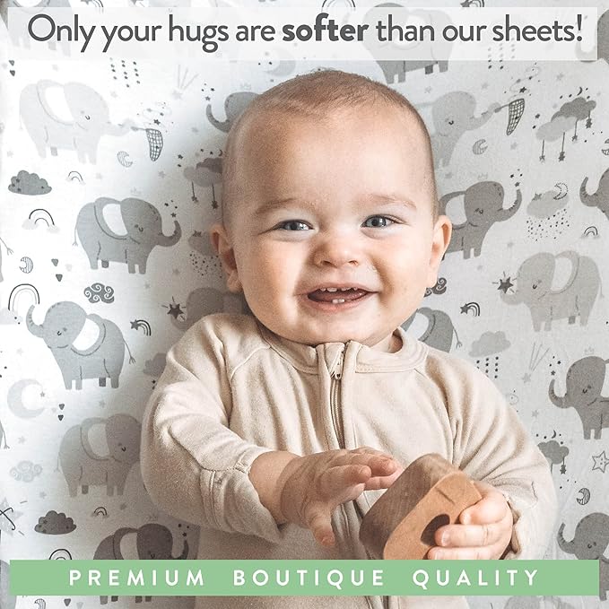 Bassinet Fitted Sheets for Munchkin Brica Fold n Go Travel Bassinet, Luckydove - Fits Any 18 x 30 Inch Oval Mattress – Snuggly Soft 100% Jersey Cotton – 2 Pack