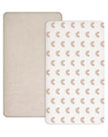 Crib Sheets for Baby Boy Girl 2 Pack, Fitted Crib Mattress Sheet 28" x 52", Muslin Toddler Bedding with Neutral Style, Nursery Bedding Essentials (Beige & Rainbow)