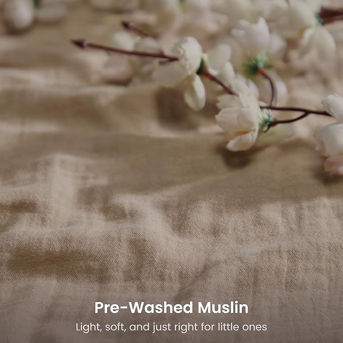 Bioweaves Organic Cotton Muslin Crib Sheet, GOTS Certified Fitted Crib Mattress Sheet, Extra Soft & Breathable for Toddler, Baby Boys & Girls, 52" x 28”, 8 Inch Pocket, Irish Cream