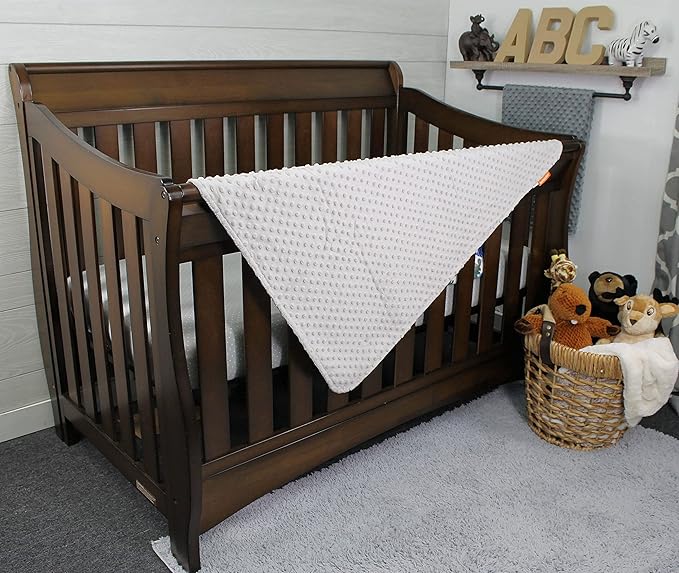 Top Tots Baby Blanket - Dinosaur with Grey Minky Dot, 38.5 x 29 Inch Blue, Green & Red