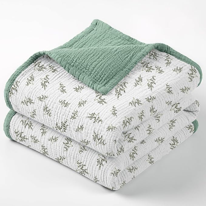 lulumoon Muslin Quilt Blanket, Crib Blanket for Baby and Toddler,47x47 Inches(Lotusleaf Tree)