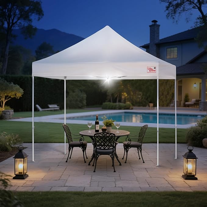 Tradesparker 8x8 Pop Up Canopy Tent,Commercial Movable Canopy with ApexCore LED&Rugged Casters-Instant Easy Setup Shelter Canopies with Weight Bags&Stakes for Oudoor Events Markets,Forest Green