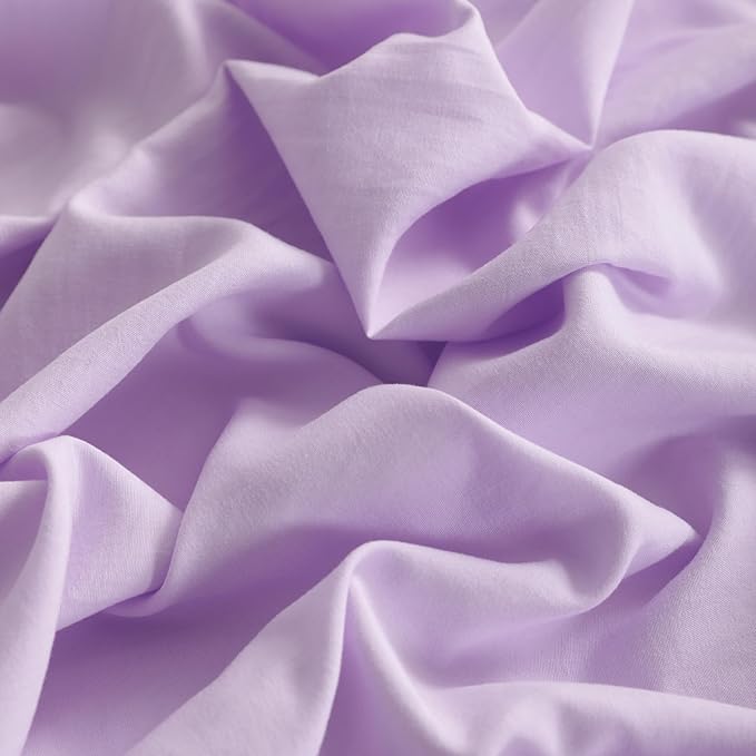FLXXIE 5 Pieces Toddler Bedding Set, Soft and Breathable Microfiber Crib Sheet Set, Includes Quilted Comforter, Flat Top Sheet, Fitted Sheet, Envelope Pillow Case for Boys and Girls, Lavender