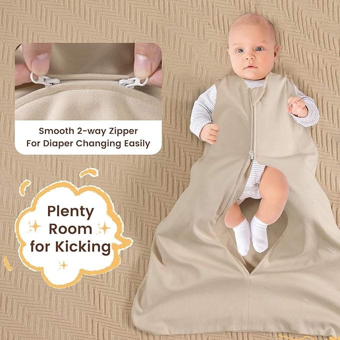 PHF Soft Baby Sleep Sack 6-12 Months 100% Organic Cotton Wearable Blanket, 2-Way Zipper 0.5 TOG Toddler Sleeping Sack 3 Pack, Comfy Sleep Bag for Baby Boys Girls, Pets Dogs (Medium)
