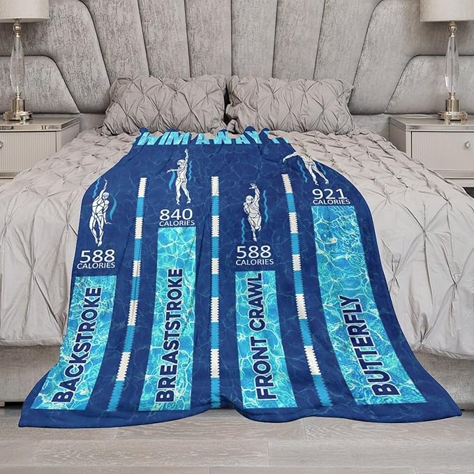 Swimming Blanket Swim Gifts for Girls/Swimmer Sport Throw Blankets Soft Blanket Warm Fleece Flannel Plush Blankets for Bed Sofa Couch 60"x80"