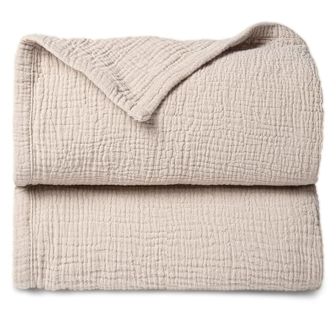 lulumoon Muslin Quilt Blanket, Crib Blanket for Baby and Toddler,47x47 Inches(Ivory)