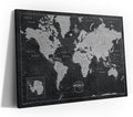 Conquest Maps World Travel Map with Pins Modern Slate Style Push Pin Travel Map Cork Board, Track Your Travels w/a Handmade Unique Canvas Pinable Map (36" x 24")