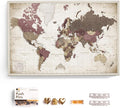 Canvas World Map with Cork Pin Board - English Lettering - Decorative Wall Decoration for All Rooms - Canvas Pictures with World Map Motif (90x60 cm, Pattern 23)